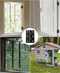 Eight Pack 3 Inch Black Stainless Steel Butt Hinges With Screws Heavy Duty Rustproof Cabinet Hardware For Furniture No Fuss Setup Bulletproof Design shown on various doors and windows.