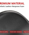 Close-up of synthetic leather and neoprene foam on Leather Motorcycle Solo Seat With 3 Inch Spring Bracket Kit Hard Bottom In Black Finish