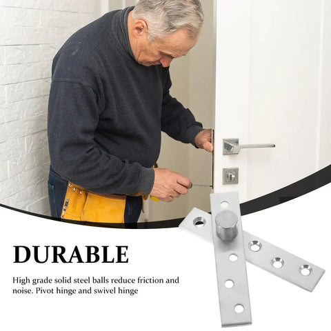 Man installing Stainless Steel Pivot Hinges for Wooden Doors 2 Pack 360 Degree Rotating Concealed Door Hardware