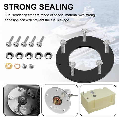 5 Hole Fuel Tank Gasket Kit for Marine Electric and Mechanical Senders, Fits 03572810 Style, parts layout and application images