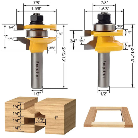 Three Piece Half Inch Shank Router Bit Set For Raised Panel Cabinet Doors And Windows Cemented Carbide Woodworking Router Bits