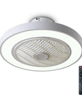 Bladeless Flush Mounted Ceiling Fan With Light And Remote Control Cool 3 Speed Settings Three Adjustable LED Color Modes Enclosed