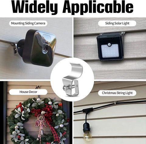 Heavy Duty Vinyl Siding Hooks And Clamps 10 Pack No Hassle Camera Mount For Blink Arlo Ring used to secure outdoor cameras and lights.