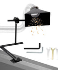 Universal Lathe Dust Hood With Adjustable Stand For Pro Grade Dust Extraction Woodworking Lathe Accessory showing mounting bracket