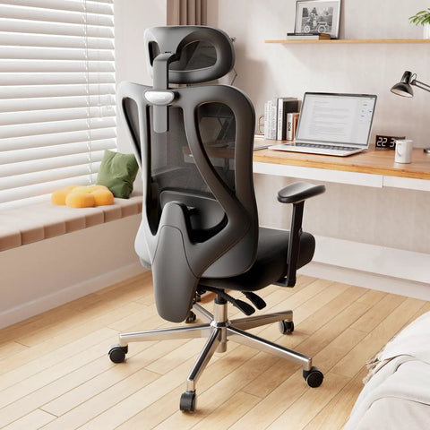 Ergonomic Office Chair With 2D Lumbar Support Adjustable Headrest And Liftable Armrests 145 Degree Stepless Tilt Black High Back
