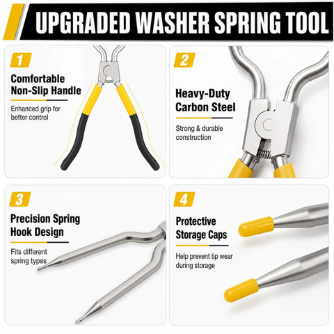 Upgrade 383EER4001A Spring Expansion Tool for washer door boot with non-slip handle, carbon steel, and storage caps.