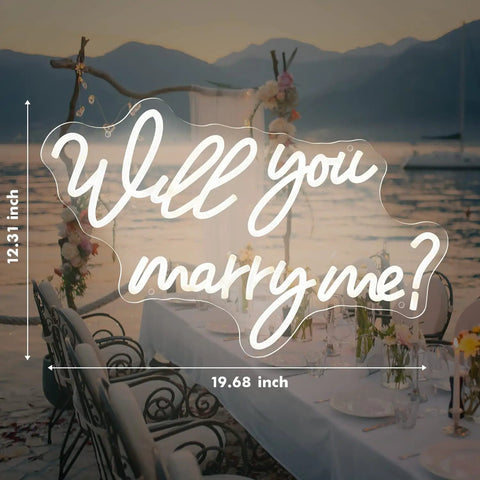 Will You Marry Me Neon Sign LED Light For Engagement Party Decor Romantic Wall Art on outdoor table setup