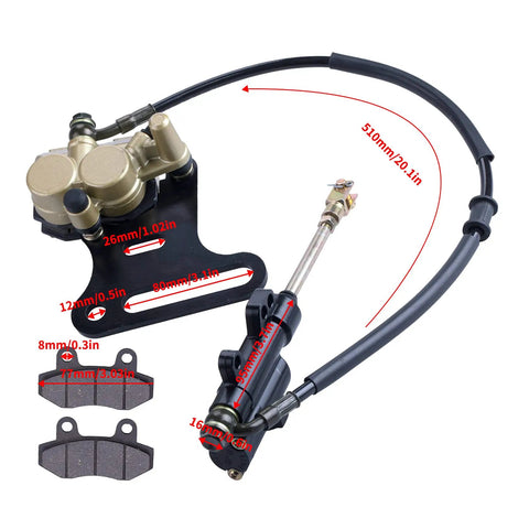 Plug And Play 12mm Rear Disc Hydraulic Brake Master Cylinder Caliper Kit For Dirt Bikes Fits 70cc To 150cc Models With Included Fluid And Pads Ready To Bolt On