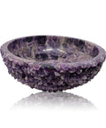 Handmade Amethyst Vessel Sink Twenty Four Inch Wide Basin Top Mount Wash Bowl With Dope Glossy Glaze Sleek Modern Lines, purple stone design.