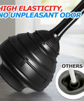 Heavy Duty Toilet Plunger With Wall Rack Powerful Suction designed for stubborn clogs, featuring a thick rubber bowl.