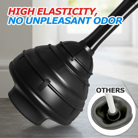 Heavy Duty Toilet Plunger With Wall Rack Powerful Suction designed for stubborn clogs, featuring a thick rubber bowl.