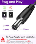 Close-up of a 5.5x2.1mm DC jack for 12V 5A Power Supply Adapter For LED Strip Lights And Low Voltage Devices UL Listed 60W Class 2