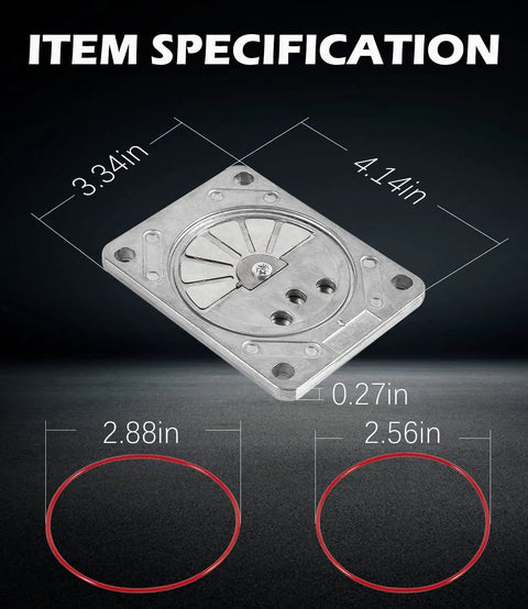 Valve Plate Assembly Kit For Oilless Air Compressors Fits Craftsman Dewalt Porter Cable DeVilbiss Black And Decker Replacement DAC 280 AC0032 889119 Valve Plate with dimensions