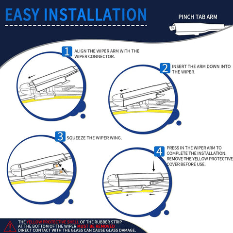 Installation guide for BMW 3 Series Front Windshield Wiper Blades Set Of 2 In 24 Inch And 19 Inch For E90 E91 2009 2012 And F30 F31 F34 F80 M3 2012 2018 Compatible Replacement