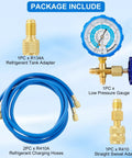 Must Have AC Refrigerant Charging Hose Kit with 59 Inch Low Pressure Hose and Gauge Set, R410A Mini Split Adapter, R134A Tank Adapter