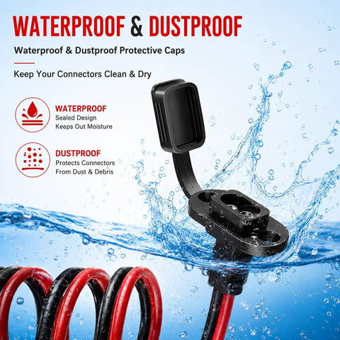 O Ring Connector Quick Connect Cable 2Ft 10AWG Heavy Duty Battery Extension with waterproof SAE port and protective cap