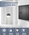 Straight Up Secure 48 Key Lock Box Wall Mount, Heavy Duty Steel Key Cabinet with combo lock, mounted on a wall.