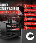 Beast Grade Stud Welder Dent Repair Kit With 4200A Auto Body Welding Power, digital panel, 110V 3500W, 7 welding modes visible