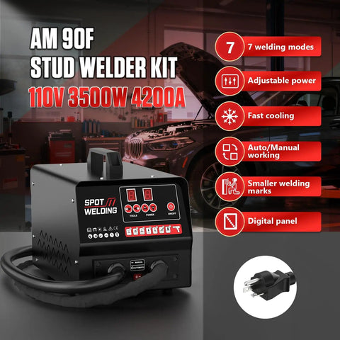 Beast Grade Stud Welder Dent Repair Kit With 4200A Auto Body Welding Power, digital panel, 110V 3500W, 7 welding modes visible