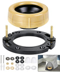 Top Shelf Toilet Flange Repair Kit With Extra Thick One Point Five Seven Inch Wax Ring, black base, mounting hardware included.