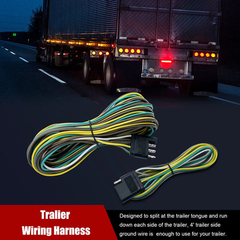 Heavy Duty 25 Foot 4 Pin Flat Trailer Wire Extension Kit With 18 AWG Color Coded Wishbone Harness For Rv Camper Setup in use with truck