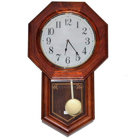 Wooden wall clock with visible pendulum; Quartz Pendulum Clock Movement Kit With Two Pairs Of Hands And Pendulum, DIY Clock Repair Parts Set
