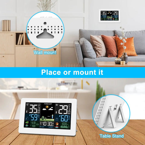 All In One Home Weather Station With Wireless Indoor Outdoor Thermometer And Remote Sensor 7.5 Inch HD Color Display