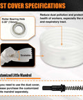 Dust cover roll for hole saw kit; white, flexible coil with 0.39-inch roller bearing inset and mandrel diagram.