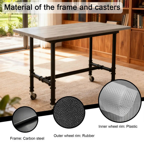 Heavy Duty Table Legs With 360 Degree Swivel Casters For Office Furniture Stand Featuring Lock In Place Brakes, carbon steel frame and casters.