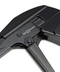 Close-up of black Zip Tie Gun And Cable Tie Install Tool With Adjustable Tension No Fuss Built In Cutter For Easy Cable Management.