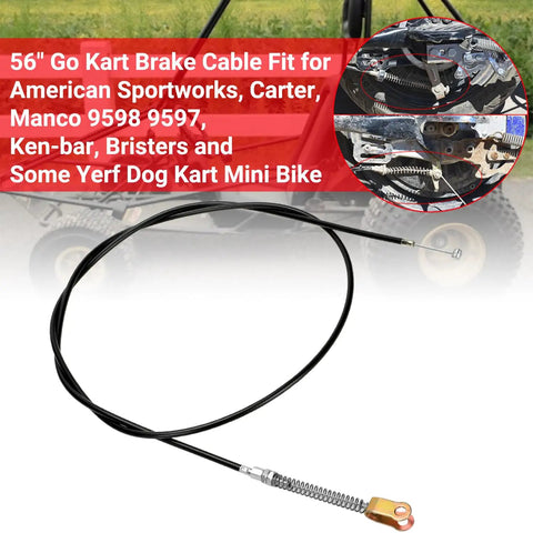 56 Inch Go Kart Brake Cable Kit For Predator 212cc 196cc And GX Series Engines shown detached with cable details.