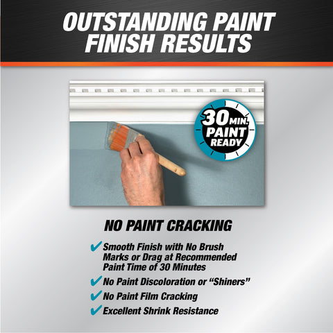 Hand applying Paintable Acrylic Latex Caulk For Multi Surface Use White 10.1 Oz 12 Pack around baseboard with paintbrush