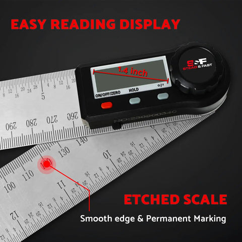 Must Have Digital Angle Finder Tool For Woodworking 7 Inch 200 Mm Stainless Steel With Case Digital Protractor display