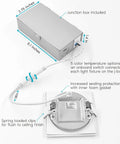 Slim 3 Inch LED Recessed Light With Junction Box, 8W, Color Temp Switchable, dimmable downlight showing junction box and wiring.