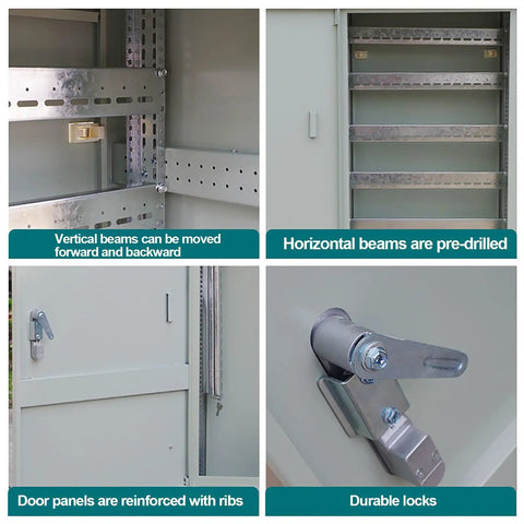 Heavy Duty Beefy Cold Rolled Steel Floor Standing Electrical Enclosure Lockable Outdoor Cabinet IP30 Weatherproof and Dustproof Electrical Box for Industrial, Commercial, or Home Use, reinforced lock