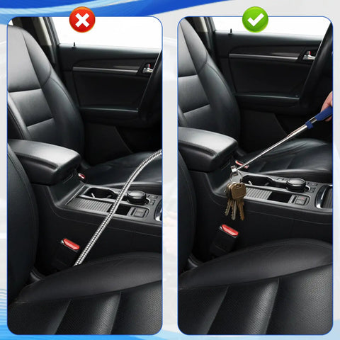 Using 3 Piece Telescoping Magnet Pickup Tool Kit With Inspection Mirror And Dual Magnetic Grabbers for car key retrieval
