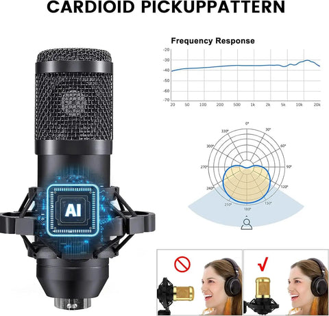 Premium metal microphone from Two Premium Metal Microphones Podcast Studio Bundle With Boom Arms, V8 Audio Interface, BM-800 Mic Kit.