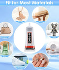 Rhinestones Glue For Crafts 110Ml Clear Adhesive For Diamond Jewelry And Crystal Gems Waterproof Transparent Jewelry Glue For Fabric Phone Repair And Jewelry Making Industrial Strength Craft Bond 3.7 Fl Oz shown with compatible materials like jewelry, wood, metal, leather, glass, ceramic, rubber, and manicure items.