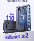 Image of power cell indicating 110 minutes run time with dual batteries for Dual Battery Cordless Vacuum Cleaner With 110 Minutes Run Time 45KPa Suction 550W Brushless Motor Auto Suction Adjustment Lightweight Stick Vacuum For Pet Hair Carpet And Hard Floors Handheld Mode.