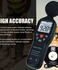 Pro Grade Sound Level Meter With Data Logger And Software, Auto Range, Backlit LCD, 30 to 130 dB Range shown with software CD