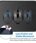Non Slip Rubber Base Mouse Pad With Premium Texture And Stitched Edges Washable Computer Laptop Gaming Office And Home Use 10.2 By 8.3 Inches Black Gamer Ready For Gaming And Everyday Productivity At Home Or Office showing stability with a mouse and close-up of stitched edges.