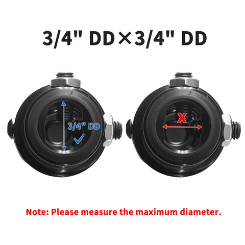 Three Quarter Inch Double D Steering Shaft Universal Joint Built Tough With Powder Coated Black Finish, side by side comparison