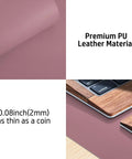 Close-up of Leather Desk Pad Protector And Mouse Pad For Home Office No Slip PU Leather Desk Mat, thin and durable