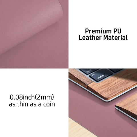 Close-up of Leather Desk Pad Protector And Mouse Pad For Home Office No Slip PU Leather Desk Mat, thin and durable