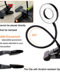 Clip On Desk Lamp With 48 LEDs, 3 Color Temperatures And 10 Dimmable Levels Per Mode, 360 Degree Gooseneck Flexibility