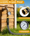 GUKOK garden hose, 100 ft, gray flexible hose with brass fittings and pressure gauge