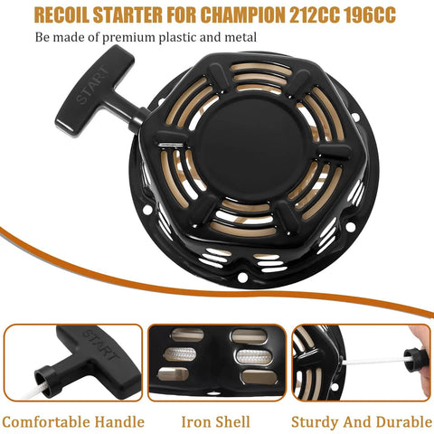 Recoil Starter For 196cc 212cc 224cc Engines And Generators With Pull Cord Rope Fits Predator And Similar Models Grab And Go