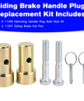 Pro Siding Brake Handle Replacement Kit With 11398 Hemming Plug And 11397 Pull Pins For PRO 14 PRO 19 PRO 50 Maximum MX Windy Siding Brake Tool Parts Bundle, showcasing brass plugs and steel pins