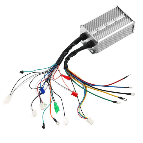 Rugged Rock Solid 1500W Brushless Motor Controller For 48V Or 60V E Bikes And Electric Trikes, heavy duty aluminum housing with wiring.