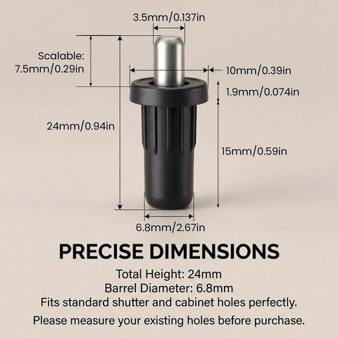 Heavy Duty Cabinet Door Repair Pins 8 Piece Kit Spring Loaded Hinge Dampers with precise dimensions for perfect fit.